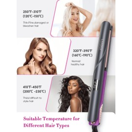 LANDOT Flat Iron Hair Straightener: Ceramic Ionic Straightener for Frizz-Free Shine - Adjustable Temp 250-450F & Auto Shut Off + Travel Pouch