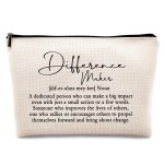 kdqua Difference Maker Definition Makeup Bag, Thank You Appreciation Retirement Gifts for Boss Coworkers Leader Teacher, Inspirational Gifts Linen Cosmetic Bag Zipper Pouch Travel Toiletry Bag