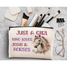 KDQUA Horse Lovers Makeup Bag, Just a Girl Who Loves Horses, Funny Cowgirl Equestrian Gifts - Linen Cosmetic Bag Zipper Pouch Travel Toiletry Bag KDQUA Horse Lovers Makeup Bag, Just a Girl Who Loves Horses, Funny Cowgirl Equestrian Gifts - Linen Cosmetic Bag Zipper Pouch Travel Toiletry Bag
