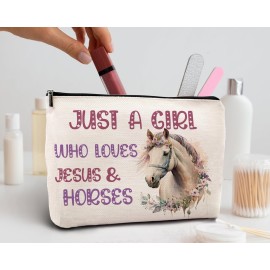 KDQUA Horse Lovers Makeup Bag, Just a Girl Who Loves Horses, Funny Cowgirl Equestrian Gifts - Linen Cosmetic Bag Zipper Pouch Travel Toiletry Bag KDQUA Horse Lovers Makeup Bag, Just a Girl Who Loves Horses, Funny Cowgirl Equestrian Gifts - Linen Cosmetic Bag Zipper Pouch Travel Toiletry Bag
