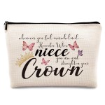 Kdqua Inspirational Niece Makeup Bag from Auntie, Aunt, Uncle - Birthday, Graduation Gift - Linen Cosmetic Zipper Pouch, Travel Organizer, Toiletry Bag