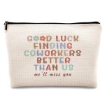 kdqua Good Luck Finding Better Coworkers Than Us Makeup Bag, Leaving Going Away Gifts Colleague Women, New Job Gifts, Coworker Goodbye Gifts Linen Cosmetic Bag Zipper Pouch Travel Toiletry Bag