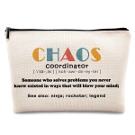 kdqua Chaos Coordinator Makeup Bag for Women, Thank You Supervisor Gifts for Boss Teacher Boss Lady Coworkers, Christmas Staff Appreciation Gifts Linen Cosmetic Bag Zipper Pouch Travel Toiletry Bag