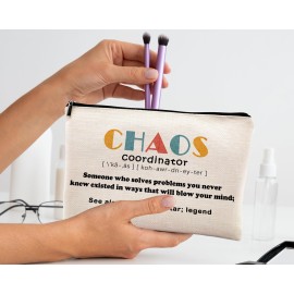 kdqua Chaos Coordinator Makeup Bag for Women, Thank You Supervisor Gifts for Boss Teacher Boss Lady Coworkers, Christmas Staff Appreciation Gifts Linen Cosmetic Bag Zipper Pouch Travel Toiletry Bag kdqua Chaos Coordinator Makeup Bag for Women, Thank You Supervisor Gifts for Boss Teacher Boss Lady Coworkers, Christmas Staff Appreciation Gifts Linen Cosmetic Bag Zipper Pouch Travel Toiletry Bag