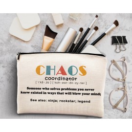 kdqua Chaos Coordinator Makeup Bag for Women, Thank You Supervisor Gifts for Boss Teacher Boss Lady Coworkers, Christmas Staff Appreciation Gifts Linen Cosmetic Bag Zipper Pouch Travel Toiletry Bag kdqua Chaos Coordinator Makeup Bag for Women, Thank You Supervisor Gifts for Boss Teacher Boss Lady Coworkers, Christmas Staff Appreciation Gifts Linen Cosmetic Bag Zipper Pouch Travel Toiletry Bag