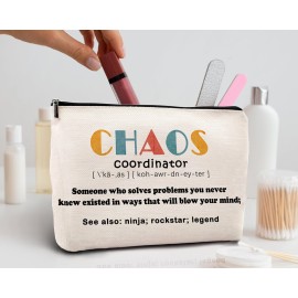 kdqua Chaos Coordinator Makeup Bag for Women, Thank You Supervisor Gifts for Boss Teacher Boss Lady Coworkers, Christmas Staff Appreciation Gifts Linen Cosmetic Bag Zipper Pouch Travel Toiletry Bag kdqua Chaos Coordinator Makeup Bag for Women, Thank You Supervisor Gifts for Boss Teacher Boss Lady Coworkers, Christmas Staff Appreciation Gifts Linen Cosmetic Bag Zipper Pouch Travel Toiletry Bag