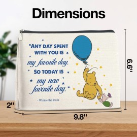 YeleY Friendship Inspirational Pooh Bear for Women Cosmetic Pooh Bear Makeup Bag for Teens Women Friends Zipper Pouch Bag