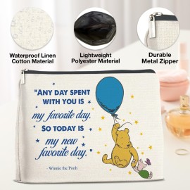 YeleY Friendship Inspirational Pooh Bear for Women Cosmetic Pooh Bear Makeup Bag for Teens Women Friends Zipper Pouch Bag