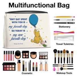 YeleY Friendship Inspirational Pooh Bear for Women Cosmetic Pooh Bear Makeup Bag for Teens Women Friends Zipper Pouch Bag