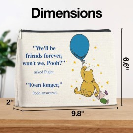 YeleY Friendship for Women Friends, Pooh Bear for Girls, for Best Friends Women, Pooh Bear Cosmetic Makeup Bag