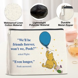 YeleY Friendship for Women Friends, Pooh Bear for Girls, for Best Friends Women, Pooh Bear Cosmetic Makeup Bag
