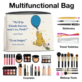 YeleY Friendship for Women Friends, Pooh Bear for Girls, for Best Friends Women, Pooh Bear Cosmetic Makeup Bag