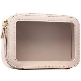 LOFOWN Clear Makeup Bag Small Cosmetic Bag Clear Travel Case Transparent Travel Toiletry Case Makeup Bag for Car with Zipper for Women (Beige, Small)
