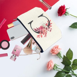 Initial A-Z Personalized Floral Makeup Bag, Monogrammed Birthday Gifts for Women Mom, Mothers Day Christmas Gift Ideas for Best Friend, Bride Bridesmaid, Her, Grandma, Small Travel Cosmetic Bag (C) Initial A-Z Personalized Floral Makeup Bag, Monogrammed Birthday Gifts for Women Mom, Mothers Day Christmas Gift Ideas for Best Friend, Bride Bridesmaid, Her, Grandma, Small Travel Cosmetic Bag (C)