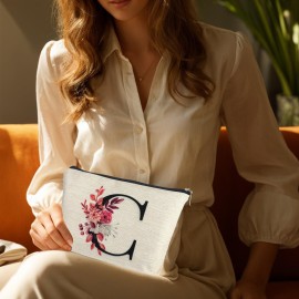 Initial A-Z Personalized Floral Makeup Bag, Monogrammed Birthday Gifts for Women Mom, Mothers Day Christmas Gift Ideas for Best Friend, Bride Bridesmaid, Her, Grandma, Small Travel Cosmetic Bag (C) Initial A-Z Personalized Floral Makeup Bag, Monogrammed Birthday Gifts for Women Mom, Mothers Day Christmas Gift Ideas for Best Friend, Bride Bridesmaid, Her, Grandma, Small Travel Cosmetic Bag (C)