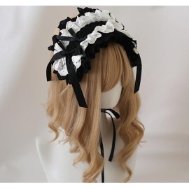 TTYAO REII Lolita Accessories Gothic Lolita Headband Girls Hair Accessories Bow Lolita Maid Headdress for Cosplay Party (Black and White) TTYAO REII Lolita Accessories Gothic Lolita Headband Girls Hair Accessories Bow Lolita Maid Headdress for Cosplay Party (Black and White)