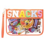 HANAMO Chenille Letter Clear Bag Monogram Chenille Letter Travel Patch Pouch Snack Makeup Multi-purpose Transparent Waterproof Snacks Makeup Tote Bag with Wrist Strap