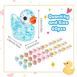 HAKFOO 60 Pcs Glitter Mini Resin Ducks Tiny Ducks Miniature Figures Cute Colorful Mini Duck Ornament Ducks Decor for DIY Projects Garden Dollhouse Aquarium Home Birthday Wedding Christmas