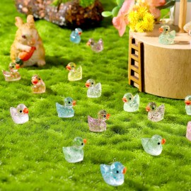 HAKFOO 60 Pcs Glitter Mini Resin Ducks Tiny Ducks Miniature Figures Cute Colorful Mini Duck Ornament Ducks Decor for DIY Projects Garden Dollhouse Aquarium Home Birthday Wedding Christmas