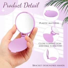 Saysurey 24 Pieces Mini Compact Mirror Bulk Round Portable Makeup Folding Pocket Travel Mirror for Homeless, 2.8 x 2.4 Inch(Purple)