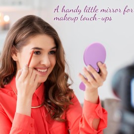 Saysurey 24 Pieces Mini Compact Mirror Bulk Round Portable Makeup Folding Pocket Travel Mirror for Homeless, 2.8 x 2.4 Inch(Purple)