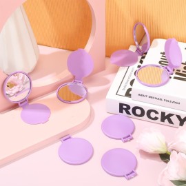 Saysurey 24 Pieces Mini Compact Mirror Bulk Round Portable Makeup Folding Pocket Travel Mirror for Homeless, 2.8 x 2.4 Inch(Purple)