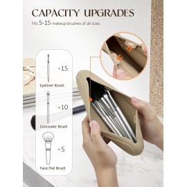 SONGLAM Makeup Brush Holder Case, Silicone Travel Makeup Brush Bag, Make Up Brush Holder Organizer, Travel Essentials for Women Friend Birthday Gifts - Green