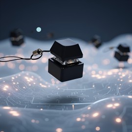 2 Pcs Black Keyboard 1 Key Keychain Light Up 7 Modes LED Light Toys Stress Relief Gifts, Fidget Button Stress Relief Artifact to Pass The Time to Class and Office Boring Vent Squeeze Toys Automotive T