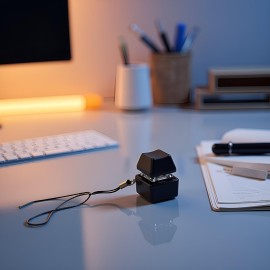 2 Pcs Black Keyboard 1 Key Keychain Light Up 7 Modes LED Light Toys Stress Relief Gifts, Fidget Button Stress Relief Artifact to Pass The Time to Class and Office Boring Vent Squeeze Toys Automotive T