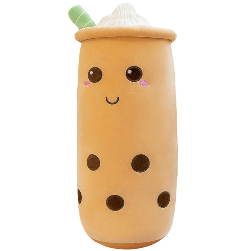 Werdast Boba Plush Stuffed Bubble Tea Pillow Soft Adorable Plushies Toys (Brown,23.6inches)