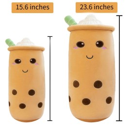 Werdast Boba Plush Stuffed Bubble Tea Pillow Soft Adorable Plushies Toys (Brown,23.6inches)