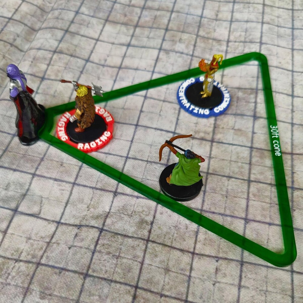 Futhark Area of Effect Spell Templates, Set of 16 - Acrylic AOE Damage Marker for DND and Other RPG