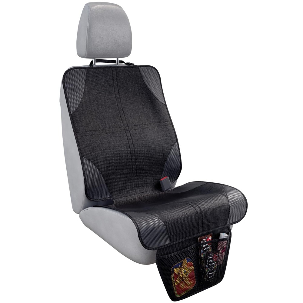 lebogner Car Seat Protector for Baby and Child - Non-Slip, Thick Padded Cover with 2 Mesh Pockets - 1 Pack