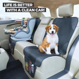 lebogner Car Seat Protector for Baby and Child - Non-Slip, Thick Padded Cover with 2 Mesh Pockets - 1 Pack