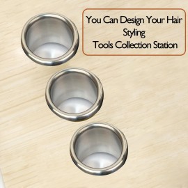 QUEESALN Hair Styling Station with Curling Hot Iron, Organizer Holder for Salon Appliances - 3pcs 2inch Stainless Steel Tubes