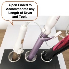 QUEESALN Hair Styling Station with Curling Hot Iron, Organizer Holder for Salon Appliances - 3pcs 2inch Stainless Steel Tubes