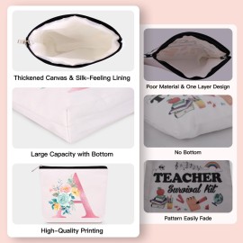 Lingdeer Personalized Makeup Bag with Initial Keychain, Custom Initial Monogram Small Travel Cosmetic Toiletry Bag, Birthday Gifts for Women Bridesmaid Teacher (S)