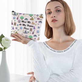 G2TUP Meet Me At My Happy Place Theme Park Travel Toiletry Bag Kingdom of Dreams Zipper Bag Epcot Reusable Bag (Meet Me At My Happy Place Makup bag)