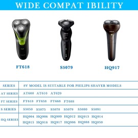 Linkidea 8V Shaver Charger Cord, Replacement USB Power Charger Adapter Cable, Compatible with Philips Norelco HQ850, AT600, FT618, S5050, S5080