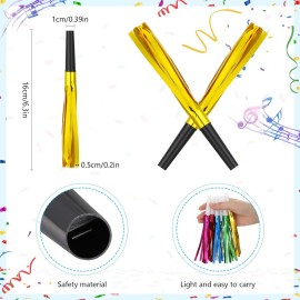 LCPQMZGH 48 Pcs Gold Noise Makers Glitter Metallic Fringed Noise Makers Horns for Baby Shower, Kids Birthday, Wedding Party, New Year Party Favor