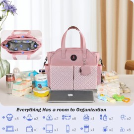 SUPROMOMI Diaper Tote: Large Baby Bag for Boy Girl,Shoulder Mommy Bag Can Make Twins and 2 Kids Nappy Package Mom Hospital Use Pink