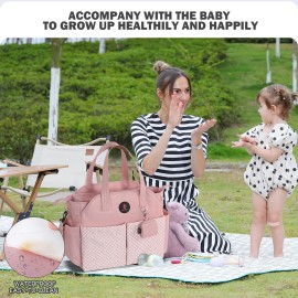 SUPROMOMI Diaper Tote: Large Baby Bag for Boy Girl,Shoulder Mommy Bag Can Make Twins and 2 Kids Nappy Package Mom Hospital Use Pink