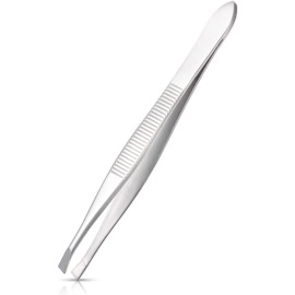 2Pcs Silver Stainless Steel Eyebrow Tweezer Eyebrow Trimmer Shaper Facial Hair Remover Puller Slanted Tip Makeup Beauty Tools Practical Design Hair Removal Tweezers