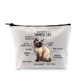 G2TUP Siamese Cat Anatomy Makeup Bag - Cat Lover Gift (Anatomy MB)