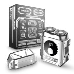 Electric Razor for Men, All Metal Body, Magnetic Shaving Head, Powerful motors, Sharp blades, Full Body Washing, Type-C Quick Charging, LED Display, Mini Cordless Rotary Shaver, Easy to travel, Silver