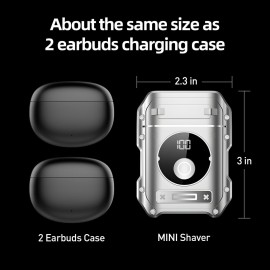 Electric Razor for Men, All Metal Body, Magnetic Shaving Head, Powerful motors, Sharp blades, Full Body Washing, Type-C Quick Charging, LED Display, Mini Cordless Rotary Shaver, Easy to travel, Silver