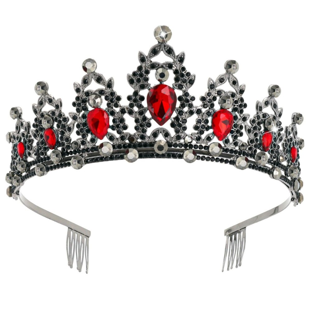 JOYRUBY Black Red Elegant Princess Crown Tiara for Women, Black Swan Crystal Headpiece for Bride, Girls, Halloween, Prom, Homecoming, Pageant