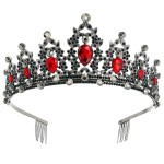 JOYRUBY Black Red Elegant Princess Crown Tiara for Women, Black Swan Crystal Headpiece for Bride, Girls, Halloween, Prom, Homecoming, Pageant