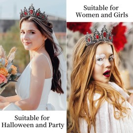 JOYRUBY Black Red Elegant Princess Crown Tiara for Women, Black Swan Crystal Headpiece for Bride, Girls, Halloween, Prom, Homecoming, Pageant