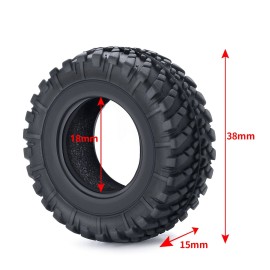 QUPA AM STORE RC Rubber Micro Tires 38mm with Foam Insert 4pcs for 1/18 Kyosho Mini Z 4x4 Jimny
